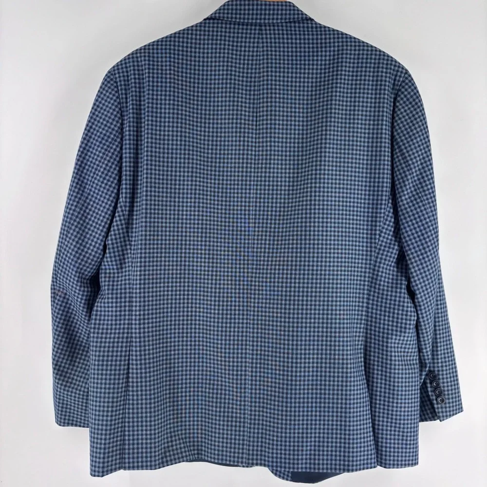 Michael Kors Blazer Mens 42R Blue Gingham Check Sport Coat Jacket Professional